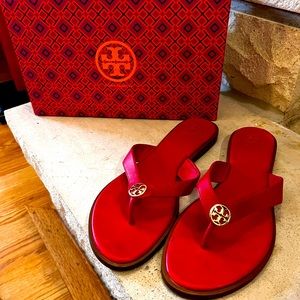 Tory Burch red sandals. Like new- worn one time! Leather.